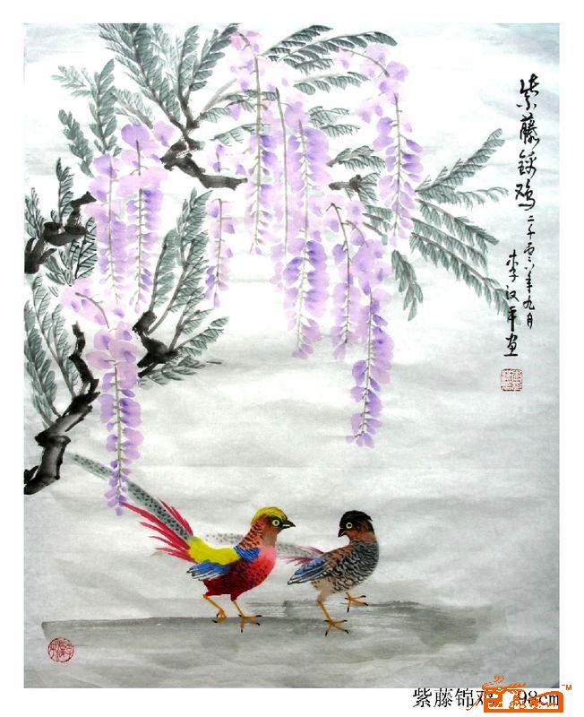 紫藤锦鸡