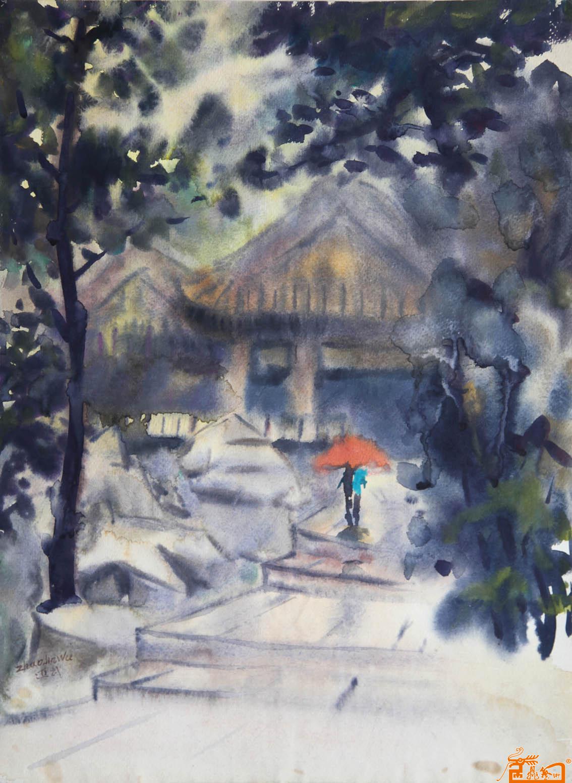 雨中情（水彩画）  赵进武  1986年作